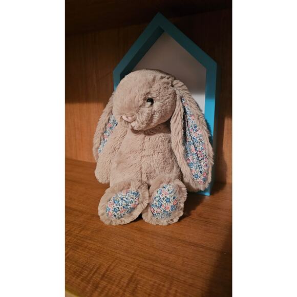 Medium Beige Blossom Blue Ears Bunny Jellycat - Retired & HTF